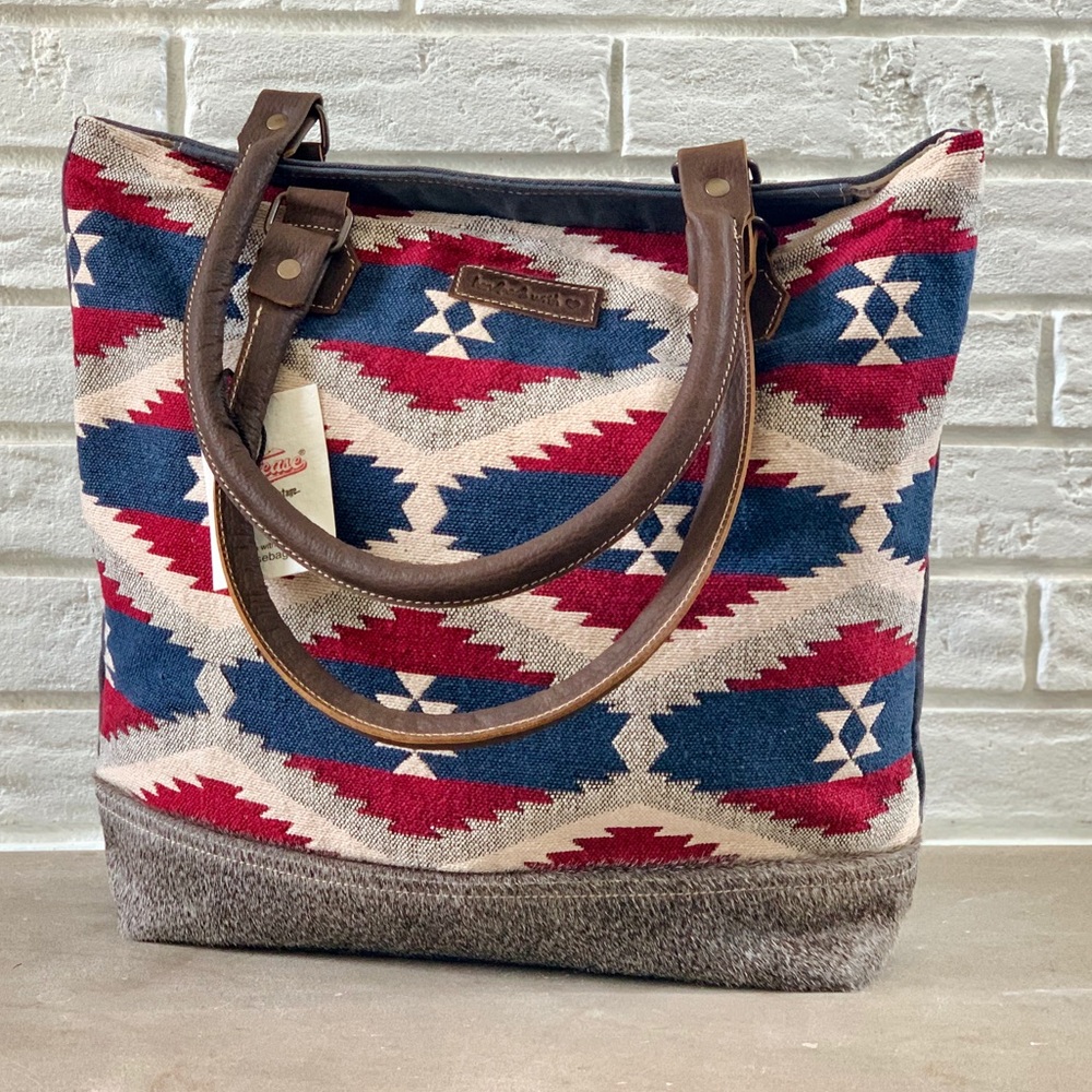 Sixtease “Haven” Up-Cycled Canvas Hide Tote Bag